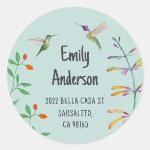 Hummingbird return address classic round sticker