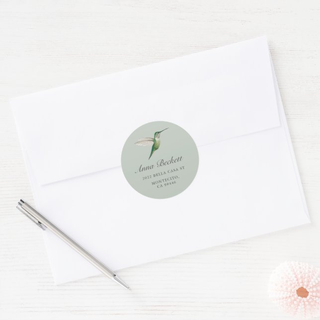 Hummingbird return address  classic round sticker (Envelope)