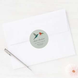 Hummingbird return address classic round sticker