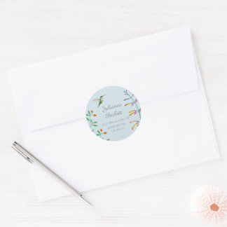 Hummingbird return address classic round sticker