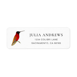 Hummingbird Return Address Label