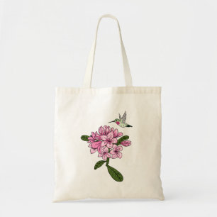 Hummingbird & Rhododendron Personalized Tote Bag