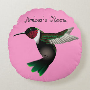 Hummingbird round accent pillow