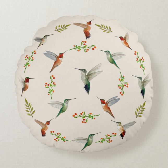 Hummingbird  round pillow (Front)