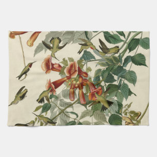 Hummingbird Ruby Throated Audubon Bird Kitchen Towel