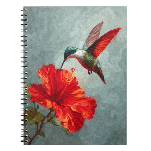 Hummingbird Scarlet Hibiscus Notebook (Front)