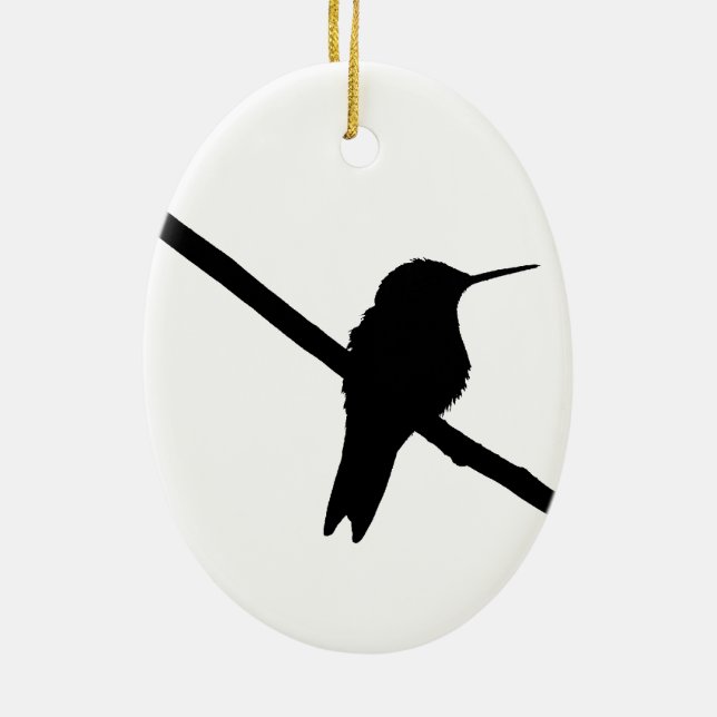 Hummingbird Silhouette Ceramic Ornament (Back)