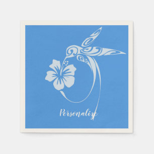 Hummingbird Simple & Elegant Blue & White Napkin