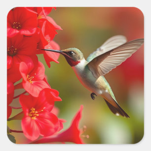 Hummingbird Sipping Nectar  Square Sticker