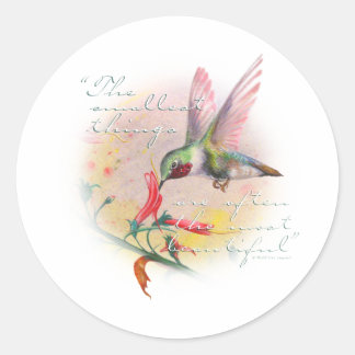 Hummingbird - Small things are the most beautiful. Classic Round Sticker