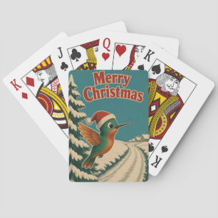 Hummingbird Snow Lane Animal Christmas Playing Cards
