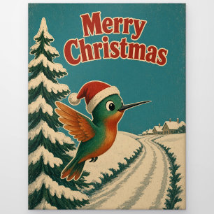 Hummingbird Snow Lane Animal Christmas Postcard