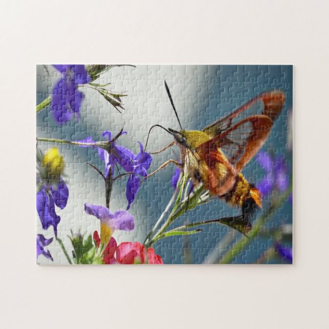 Hummingbird Sphinx Moth Butterfly. Jigsaw Puzzle (Horizontal)