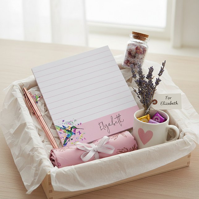 Hummingbird splatter personalized notepad (Creator Uploaded)