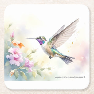 Hummingbird Square Paper Coaster