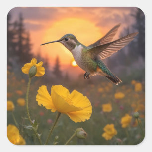 Hummingbird Square Stickers