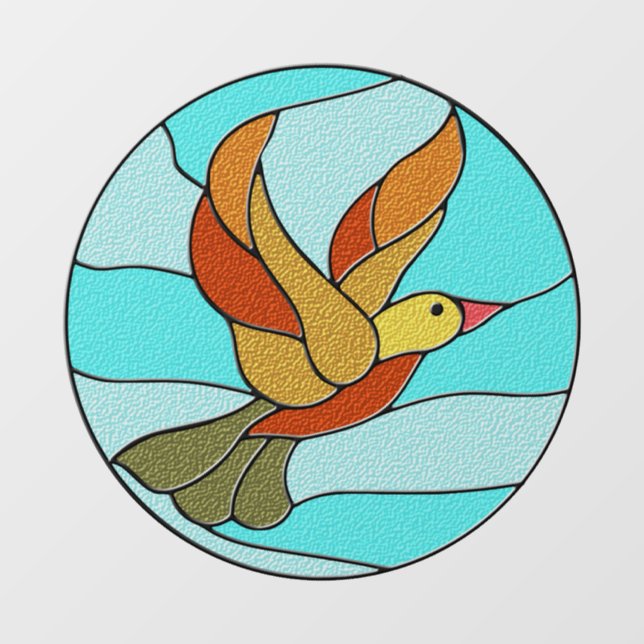 HUMMINGBIRD STAINED GLASS ART WINDOW CLING (Sheet)