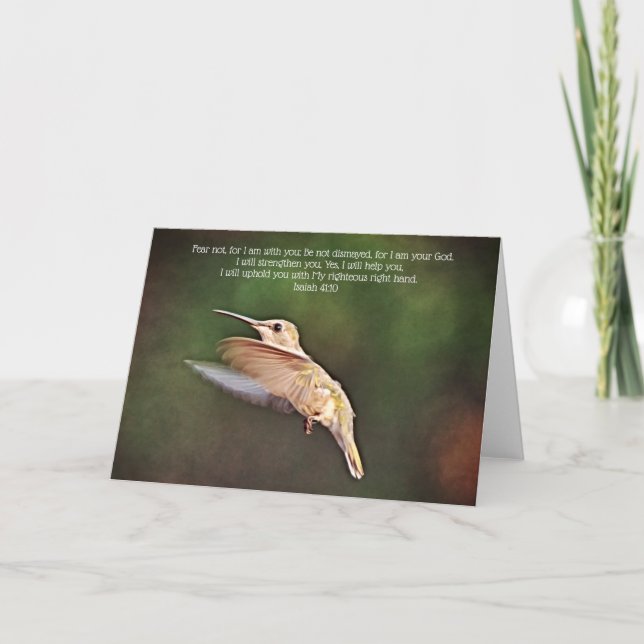 Hummingbird Still Scripture Card Isaiah 41:10 (Front)