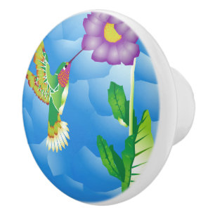 Hummingbird: Stylized Ceramic Knob