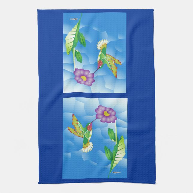 Hummingbird:  Stylized Kitchen Towel (Vertical)