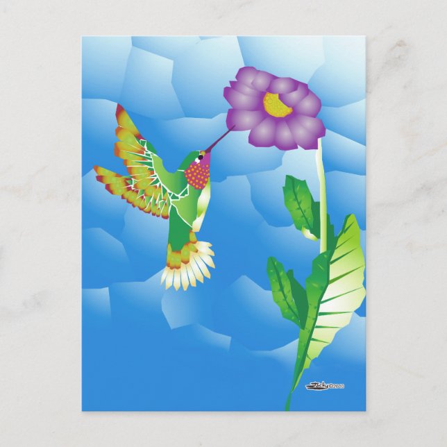 Hummingbird:  Stylized Postcard (Front)