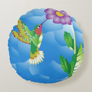 Hummingbird:  Stylized Round Pillow