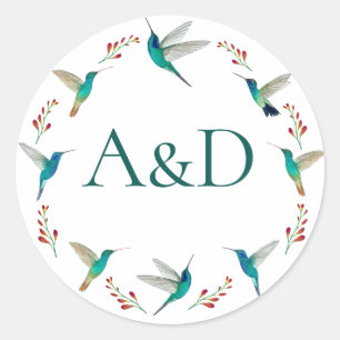 Hummingbird Summer Wedding Classic Round Sticker