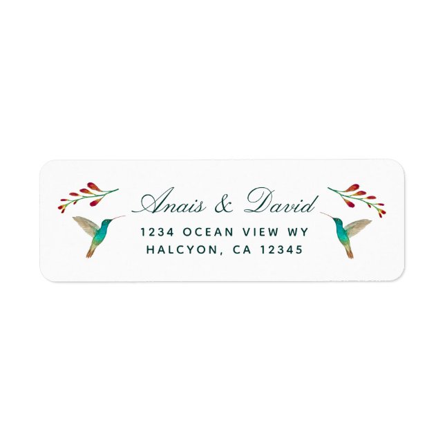 Hummingbird Summer Wedding  return address Label (Front)