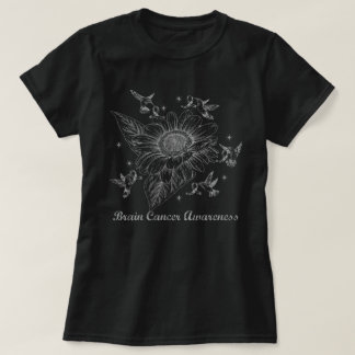 Hummingbird Sunflower Brain Cancer Awareness T-Shirt