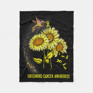 Hummingbird Sunflower Childhood Cancer Awareness Fleece Blanket