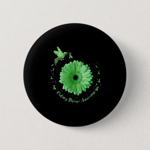 Hummingbird Sunflower Green Ribbon Kidney Disease 2 Inch Round Button