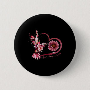 Hummingbird Sunflower Heart Burgundy Ribbon Brain 2 Inch Round Button