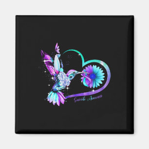 Hummingbird Sunflower Heart Purple Ribbon Suicide  Magnet