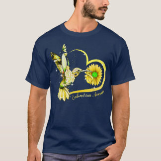 Hummingbird Sunflower Heart Yellow Ribbon Endometr T-Shirt