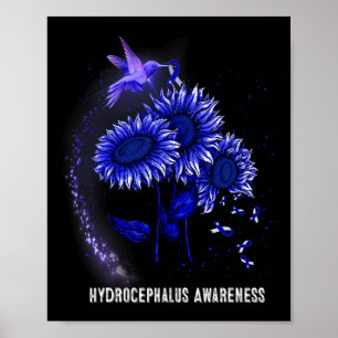 Hummingbird Sunflower Hydrocephalus Awareness  Poster