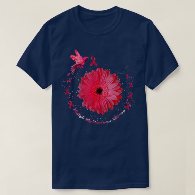 Hummingbird Sunflower Multiple Myeloma Cancer Awar T-Shirt (Design Front)