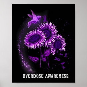 Hummingbird Sunflower Overdose Awareness  Poster