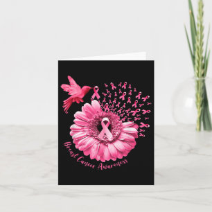 Hummingbird Sunflower Pink Breast Cancer Awareness Card