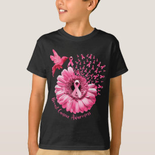 Hummingbird Sunflower Pink Breast Cancer Awareness T-Shirt