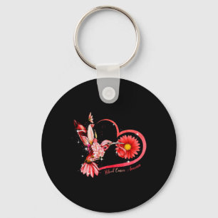 Hummingbird Sunflower Red Ribbon Blood Cancer Awar Keychain