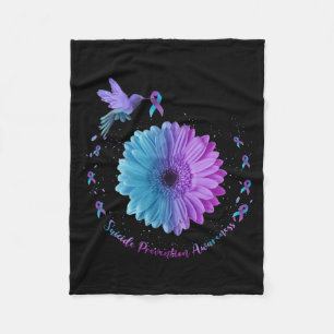 Hummingbird Sunflower Suicide Prevention Awareness Fleece Blanket