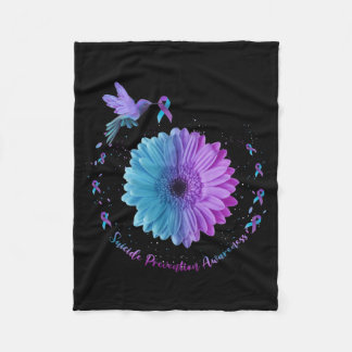 Hummingbird Sunflower Suicide Prevention Awareness Fleece Blanket