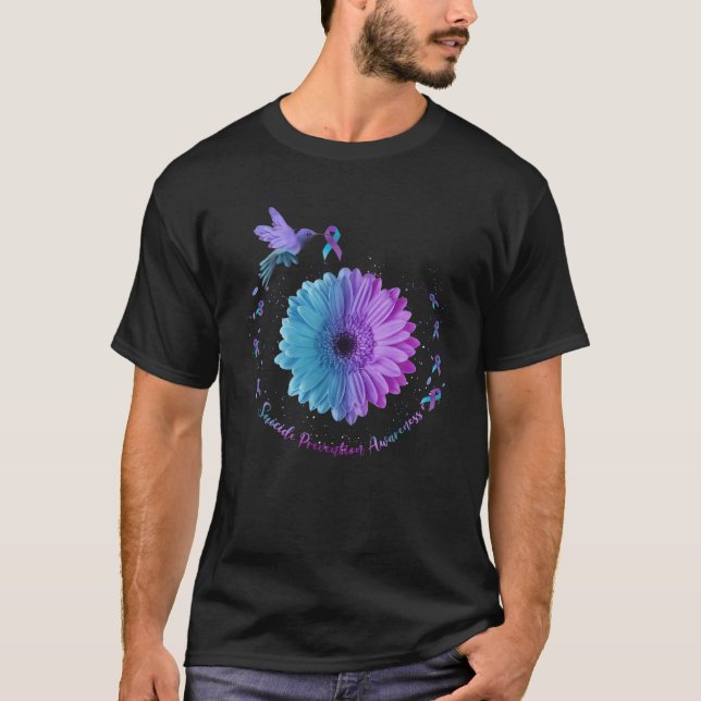 Hummingbird Sunflower Suicide Prevention Awareness T-Shirt (Front)