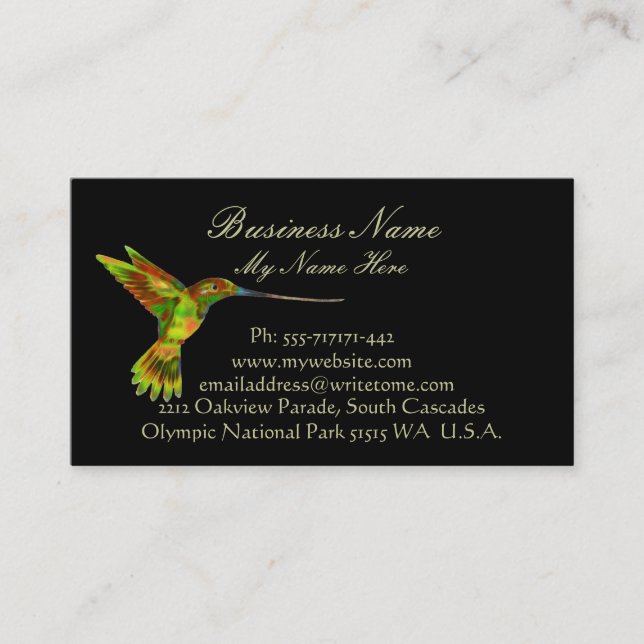 HUMMINGBIRD sur les Cartes de visite noirs (Devant)