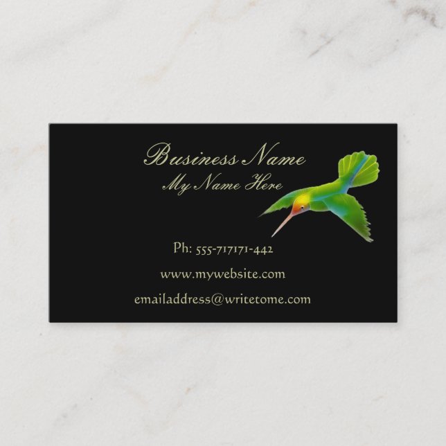 HUMMINGBIRD sur les Cartes de visite noirs (Devant)
