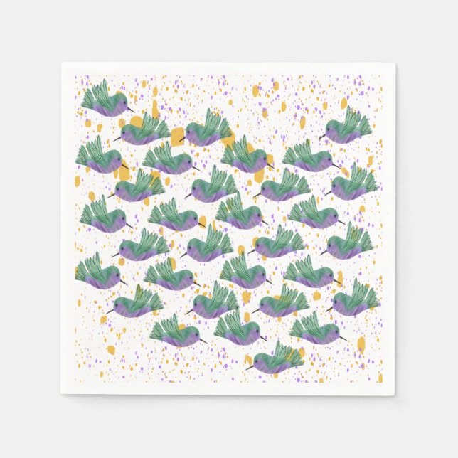 Hummingbird Terrazzo Party Napkin (Front)