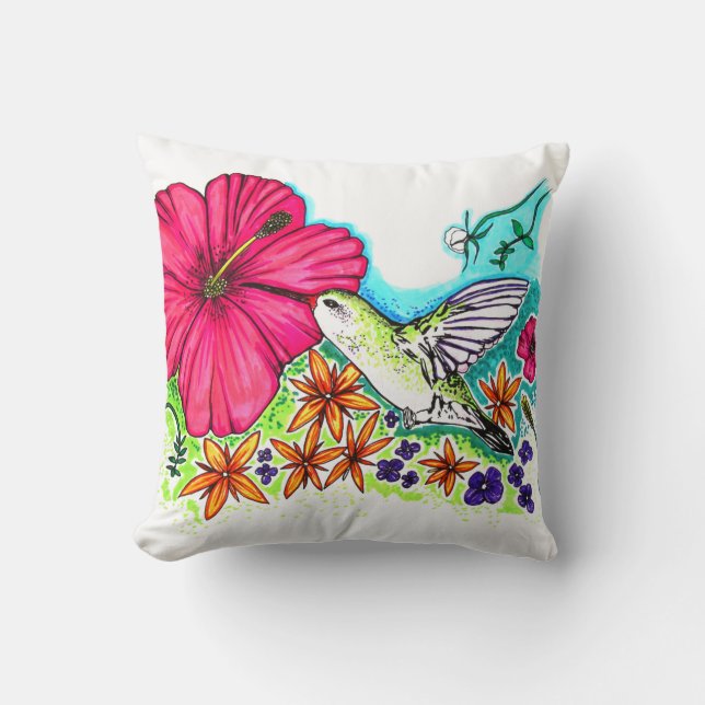 Hummingbird  throw pillow (Front)