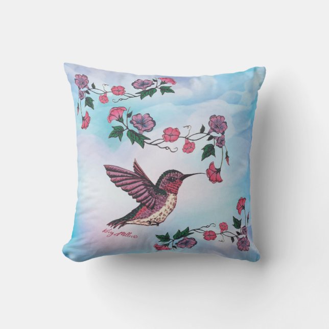 Hummingbird Throw Pillow (Front)