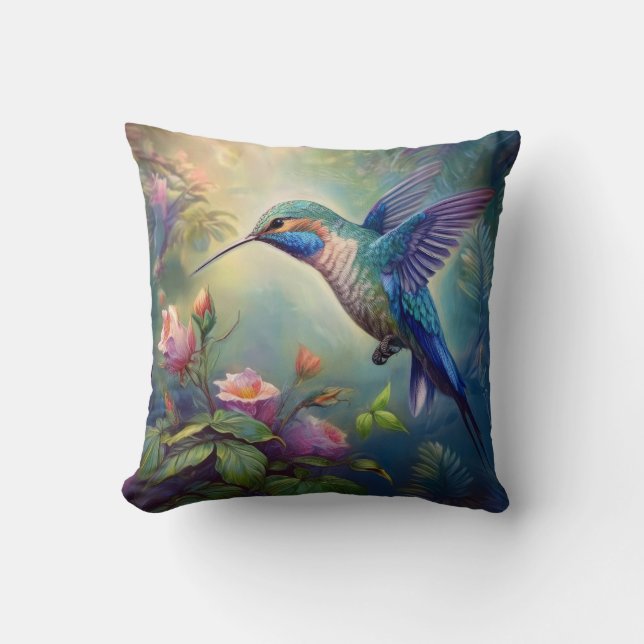 Hummingbird Throw Pillow (Front)