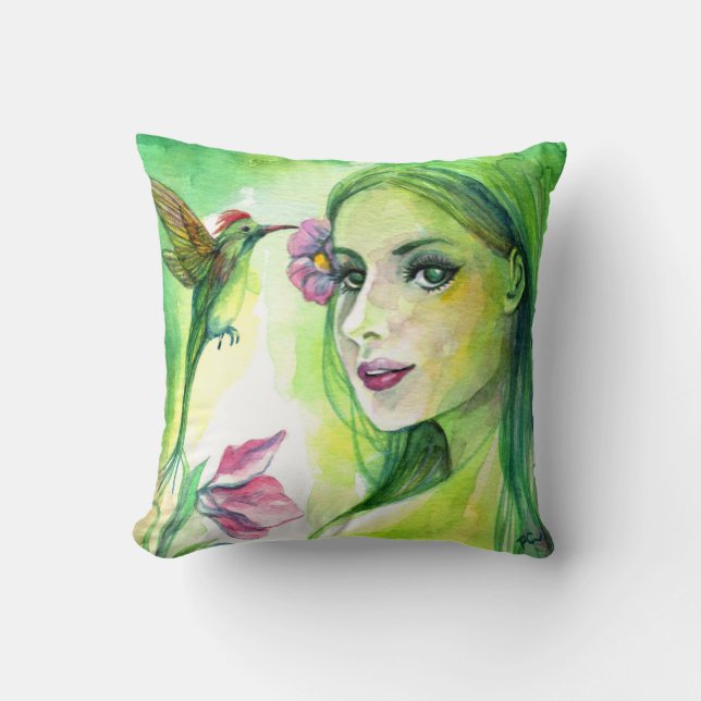 Hummingbird Throw Pillow (Front)